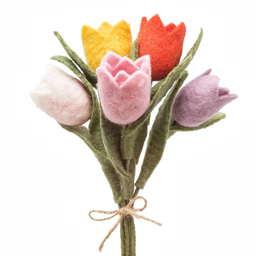 Amazon.com: Glaciart One Felt Tulip Flowers Artificial